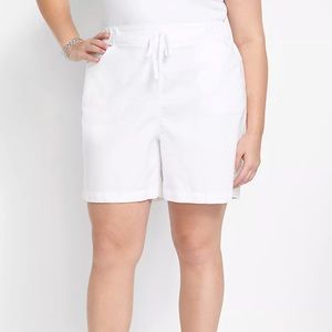 NWT Lane Bryant white linen blend drawstring button  shorts women’s sz 26 J0795